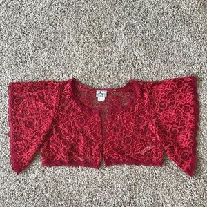 Red Lace Free People Bolero Shrug XS S Anthropologie
